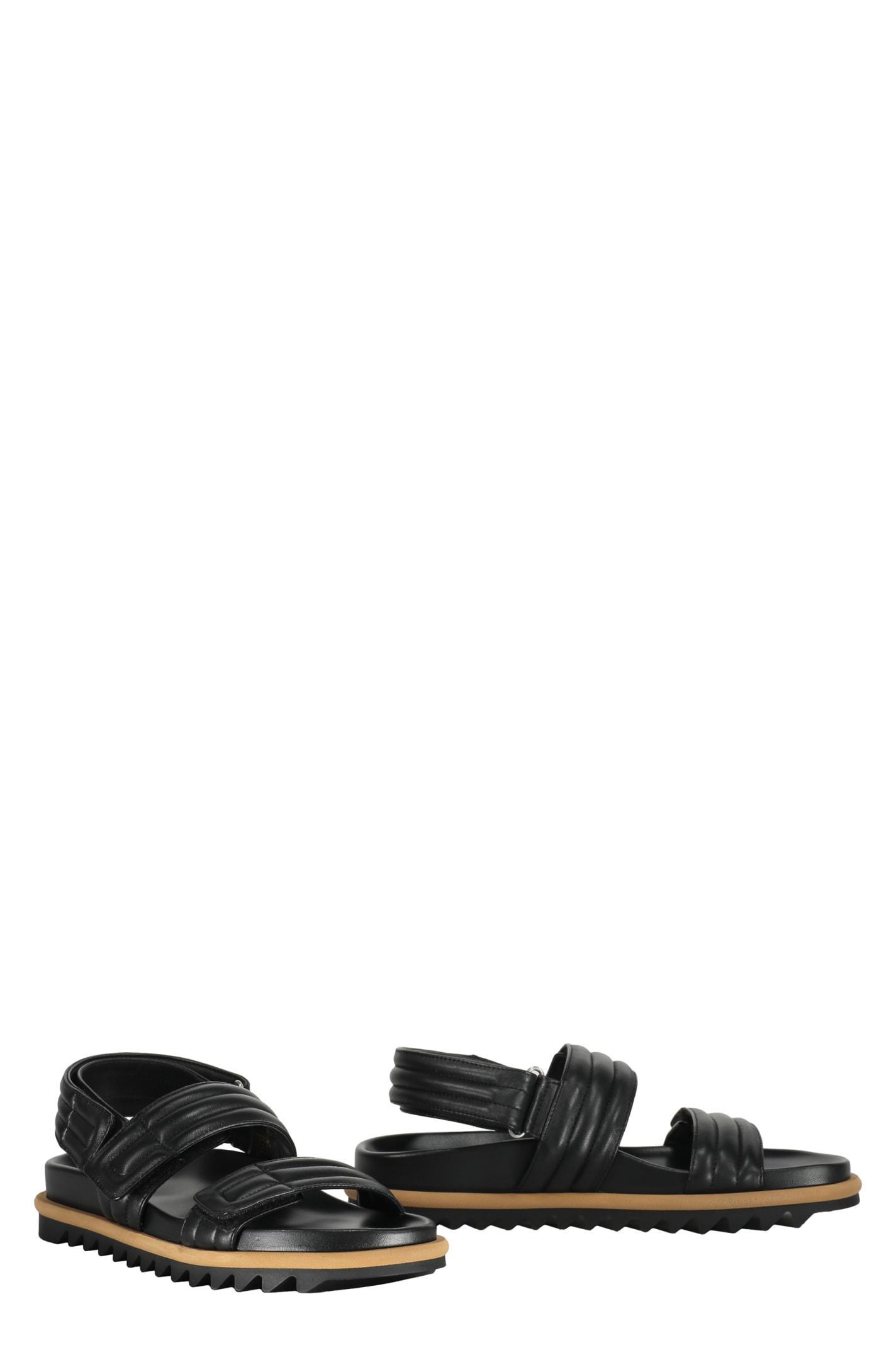 DRIES VAN NOTEN Leather And Rubber Slides In Black Product Image
