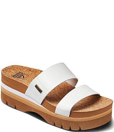 Reef Womens Cushion Vista Higher Platform Leather Slide Sandals Product Image