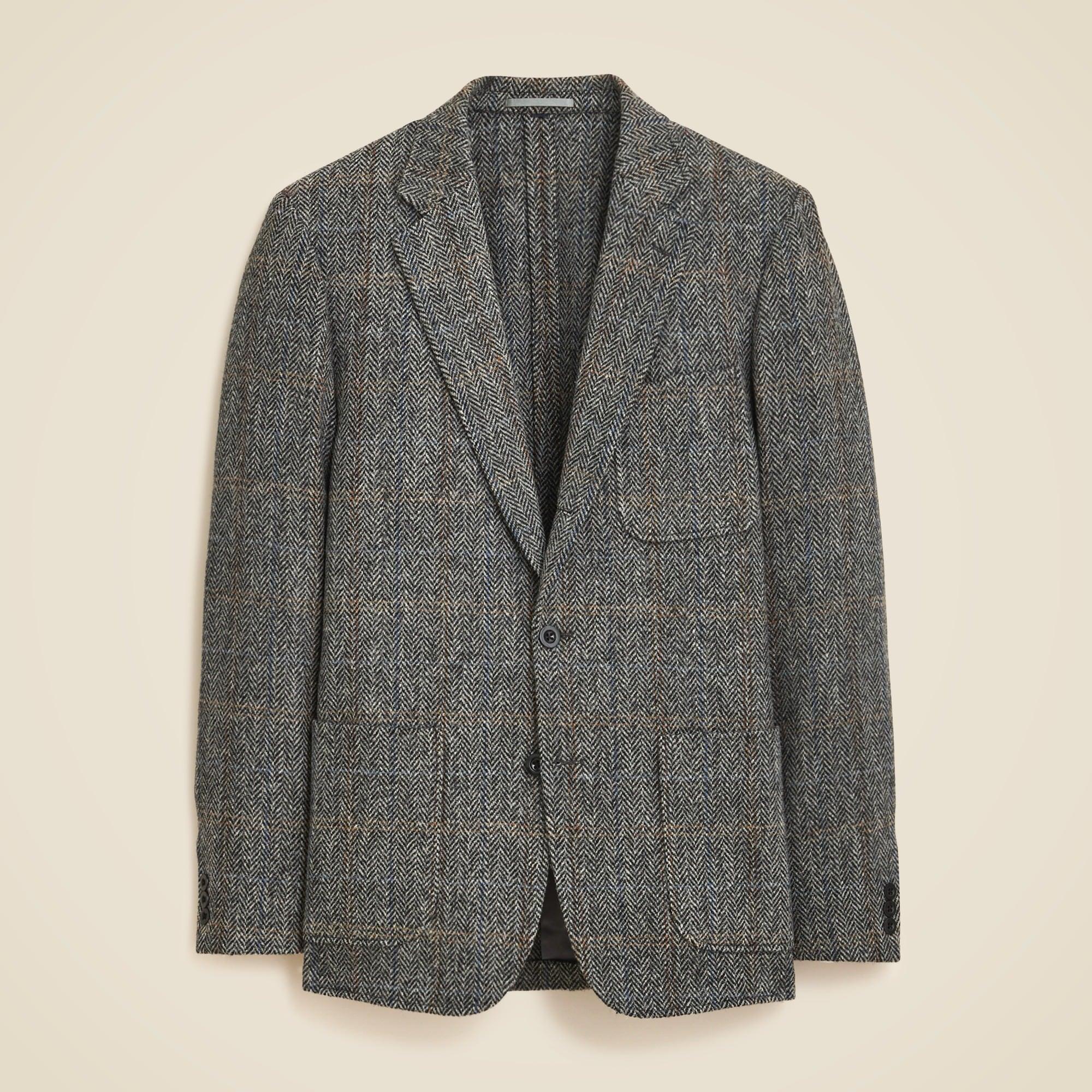 Relaxed-fit blazer in Scottish wool herringbone Product Image