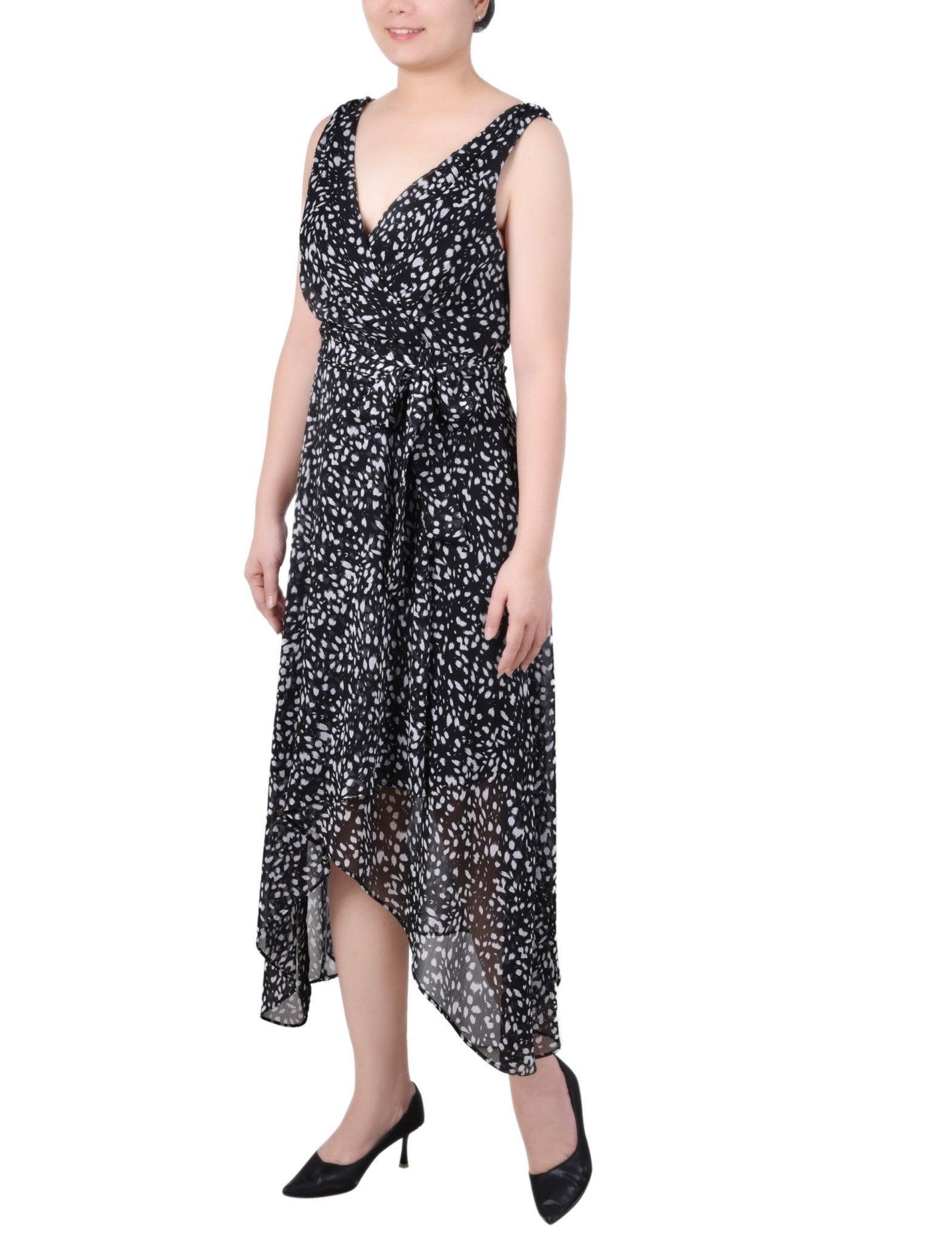 Sleeveless Wrap Chiffon Dress - Petite Product Image