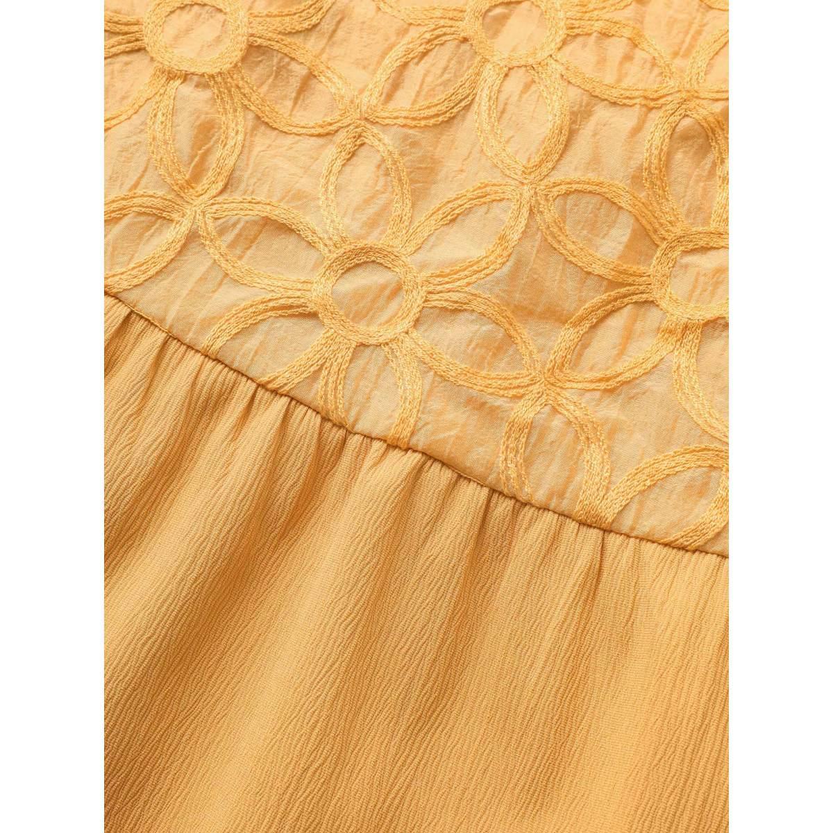 Plus Size Floral Texture Ruffle Layered Hem Cami Top Women Orange Resort Woven ribbon&lace trim Non Vacation Tank Tops Camis BloomChic 10/M Product Image