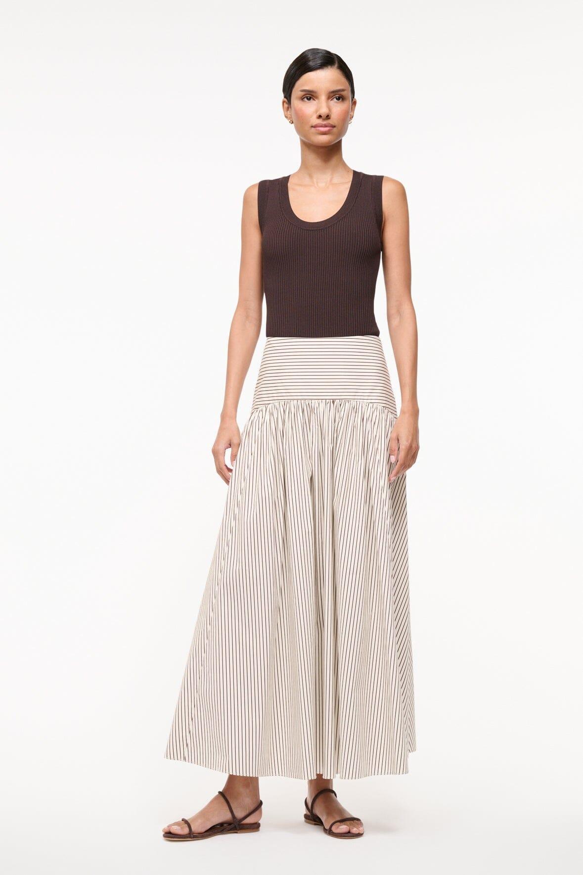 PROCIDA SKIRT | IVORY DARK OAK MICRO STRIPE Product Image