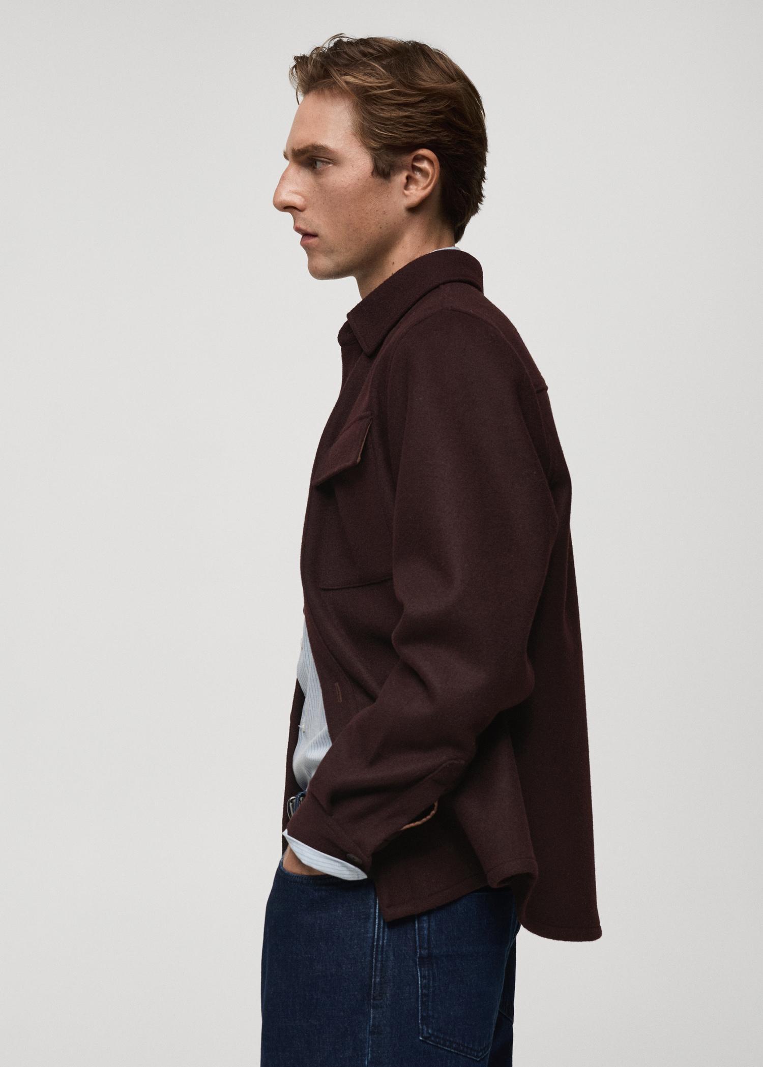 Flannel wool overshirt with pockets - Men | MANGO USA Product Image