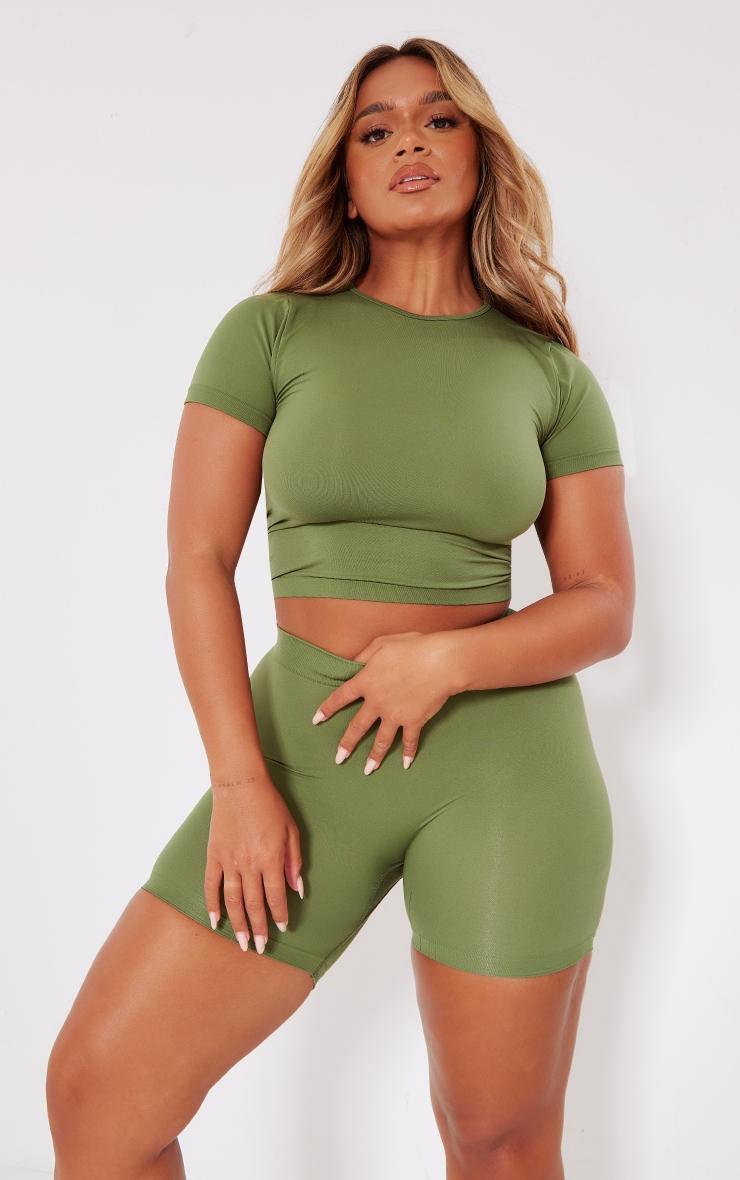 Shape Khaki Fitted Seamless Shorts Product Image