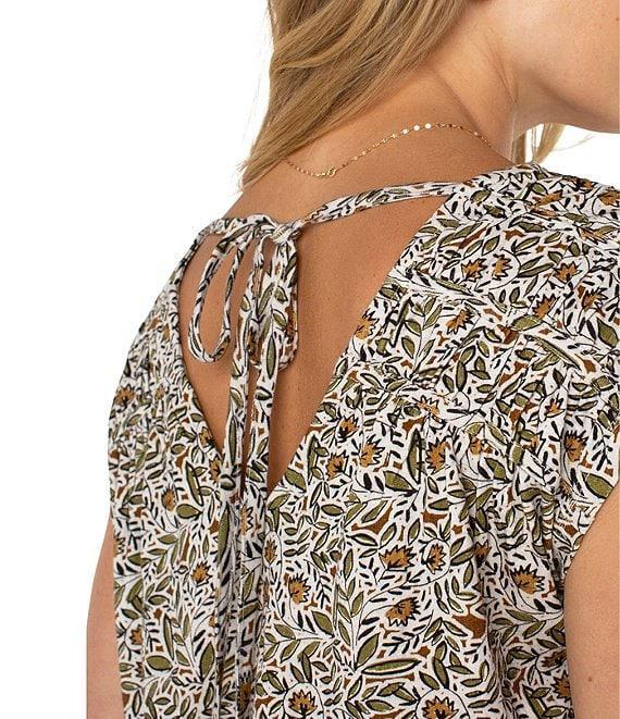 Liverpool Los Angeles Petite Size Printed V-Neck Short Sleeve Top Product Image