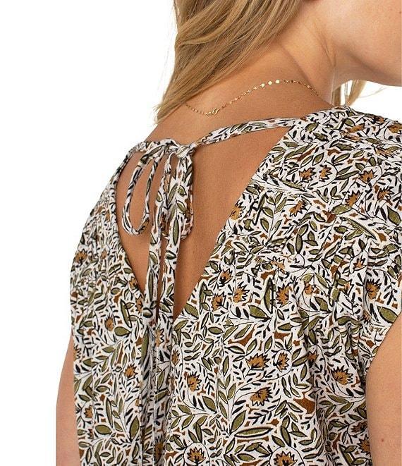 Liverpool Los Angeles Petite Size Printed V-Neck Short Sleeve Top Product Image