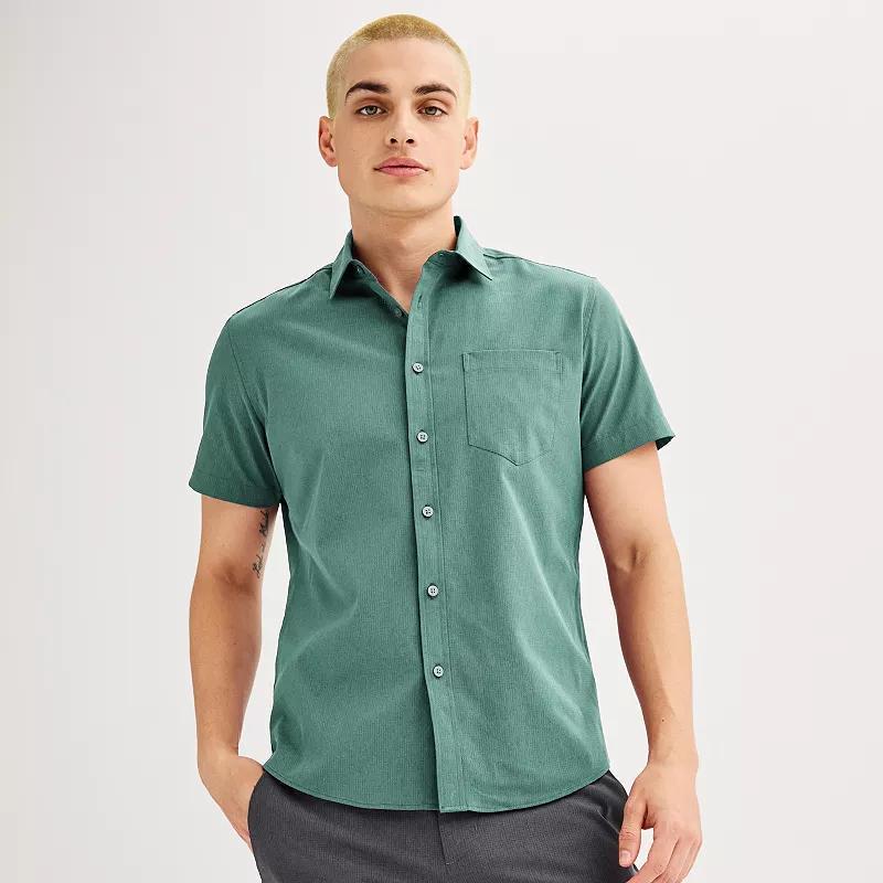 Men's FLX Slim Performance Untucked-Fit Button Down Shirt, Size: Large SLIM, Red Tasting Product Image