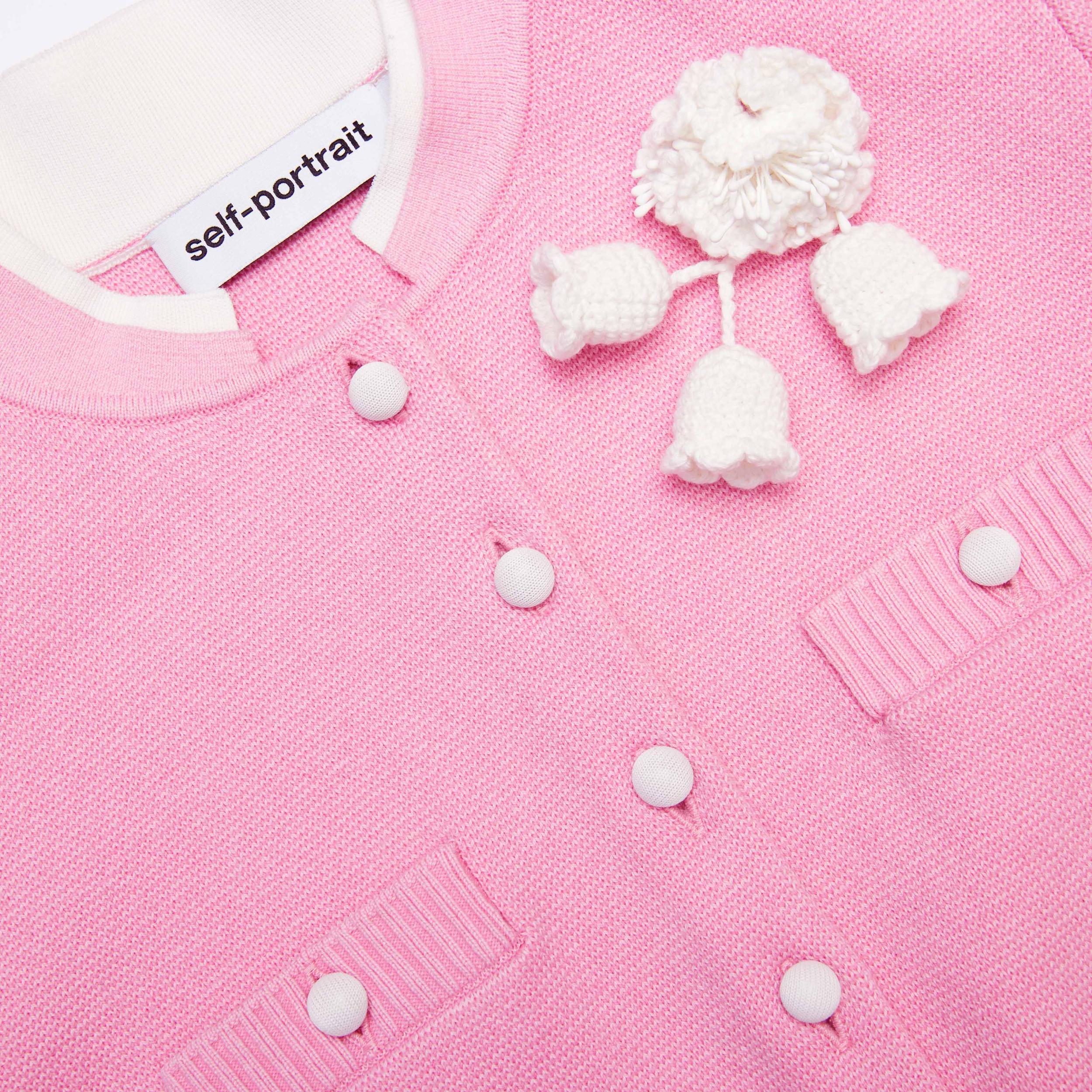 Pink Crochet Flower Knit Top Product Image
