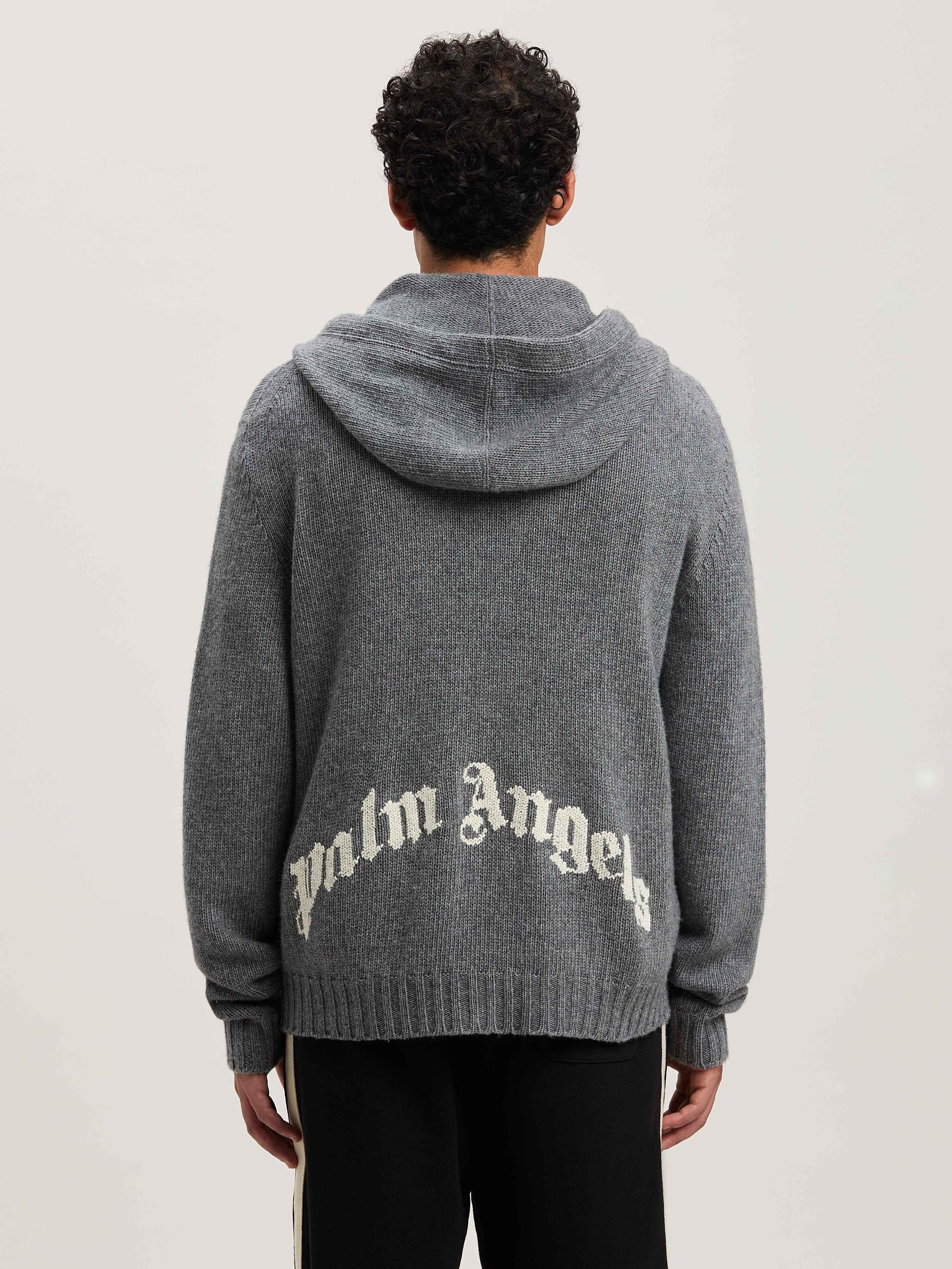 CURVED LOGO ZIP KNIT HOODY GREY MELANGE Product Image