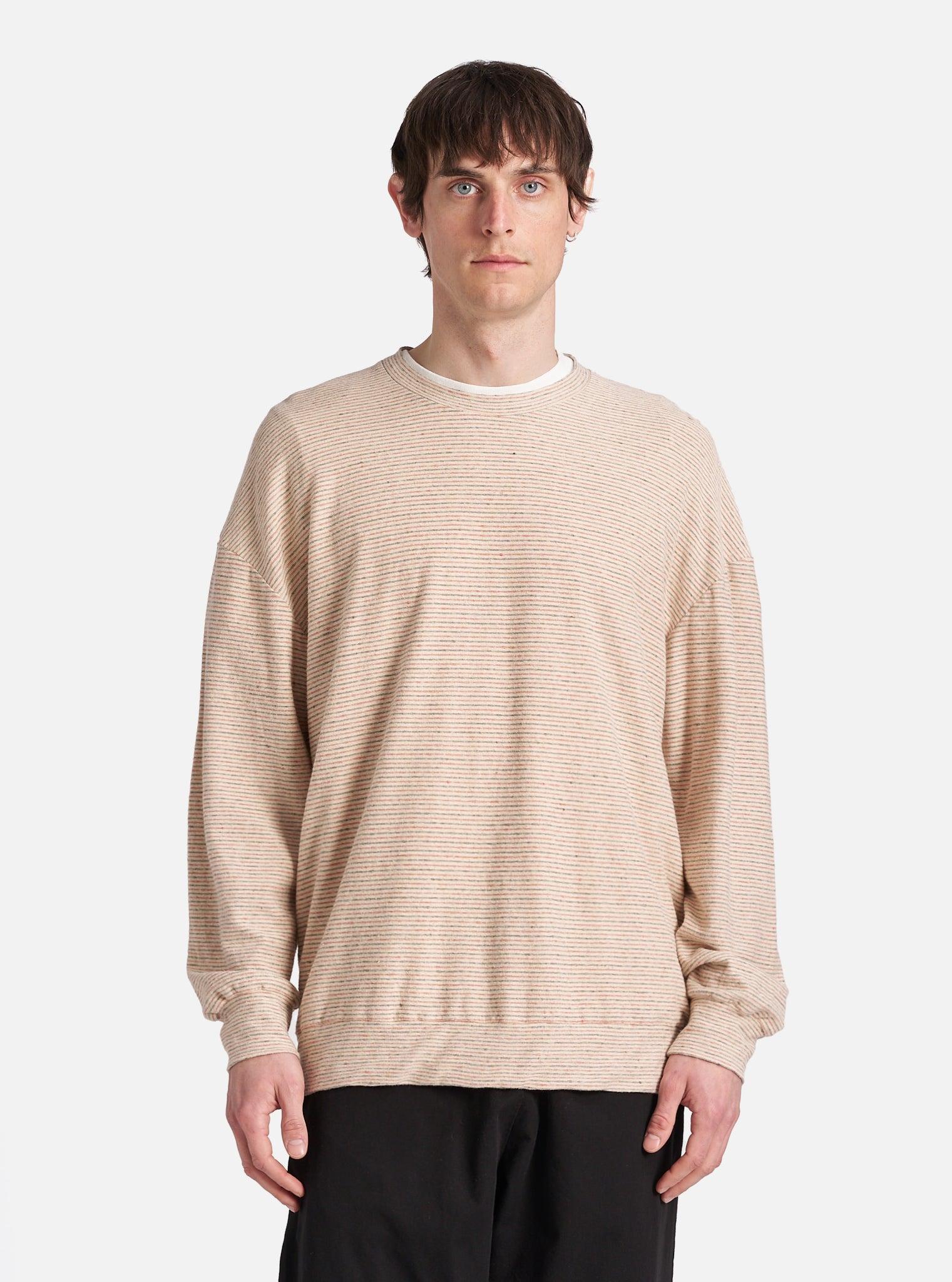Ecru Stripe Lincot Jersey Loose Sweatshirt Product Image