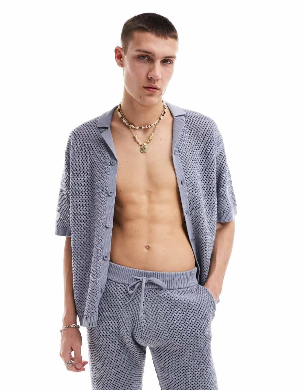COLLUSION knit shirt in blue - part of a set Product Image