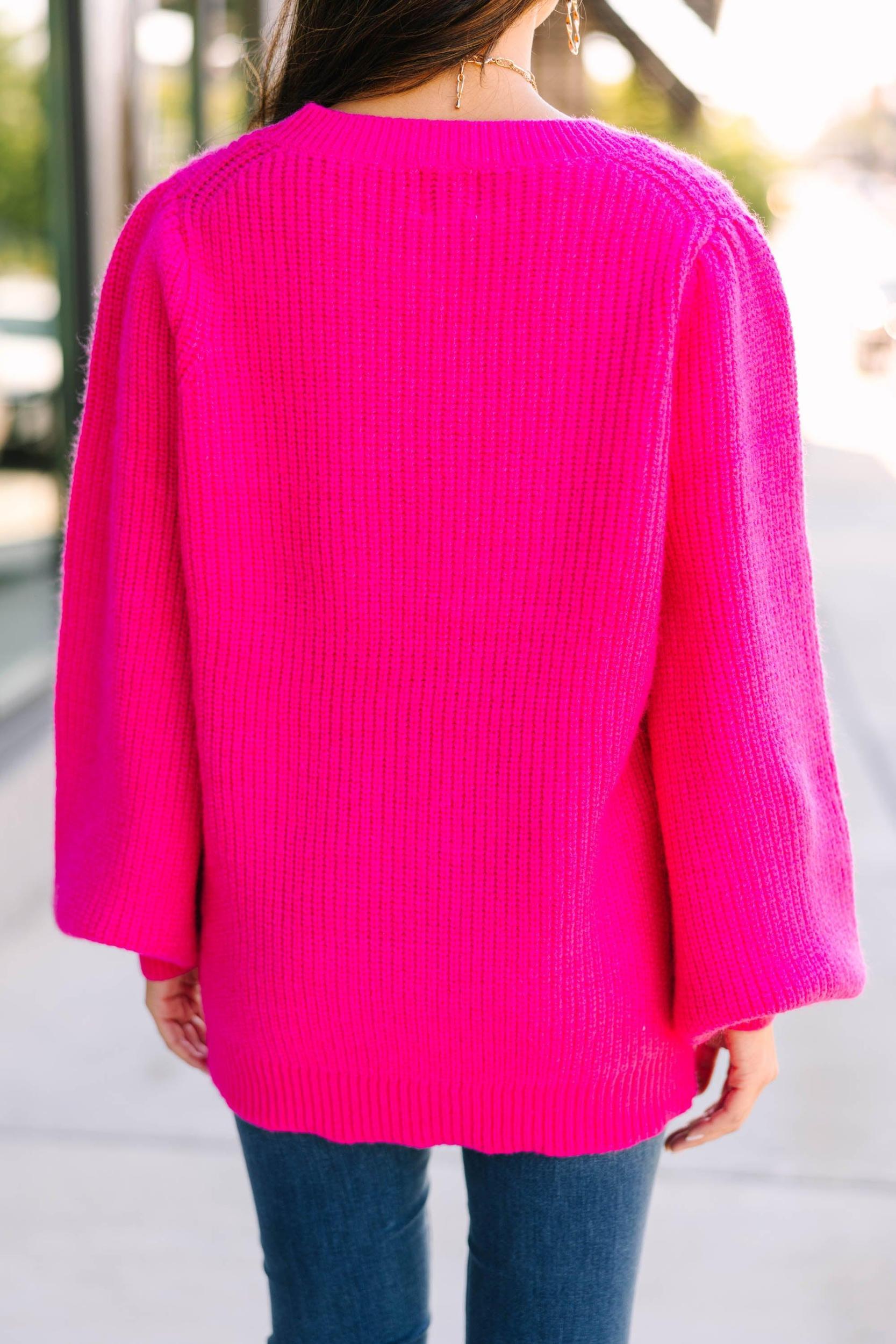 Whatever You Want Fuchsia Pink Sweater Female Product Image