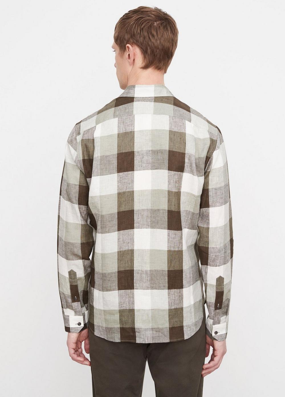 Mens Madrid Buffalo Plaid Linen Long-Sleeve Shirt, Sage/off White, Size S Vince Product Image