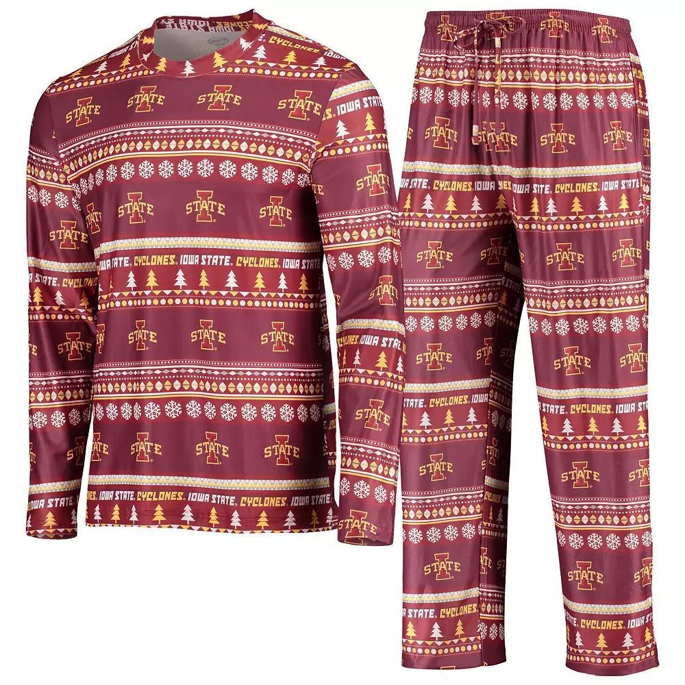 Men's Concepts Sport Cardinal Iowa State Cyclones Ugly Sweater Long Sleeve T-Shirt and Pants Sleep Set, Size: Large, Red Product Image