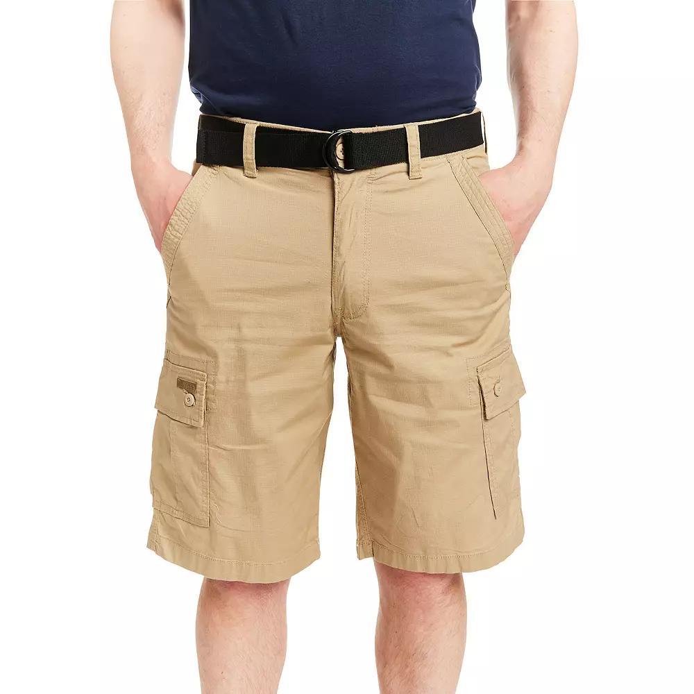 Men's Smith's Workwear Mini-Ripstop Belted Cargo Shorts, Size: 38, Blue Product Image