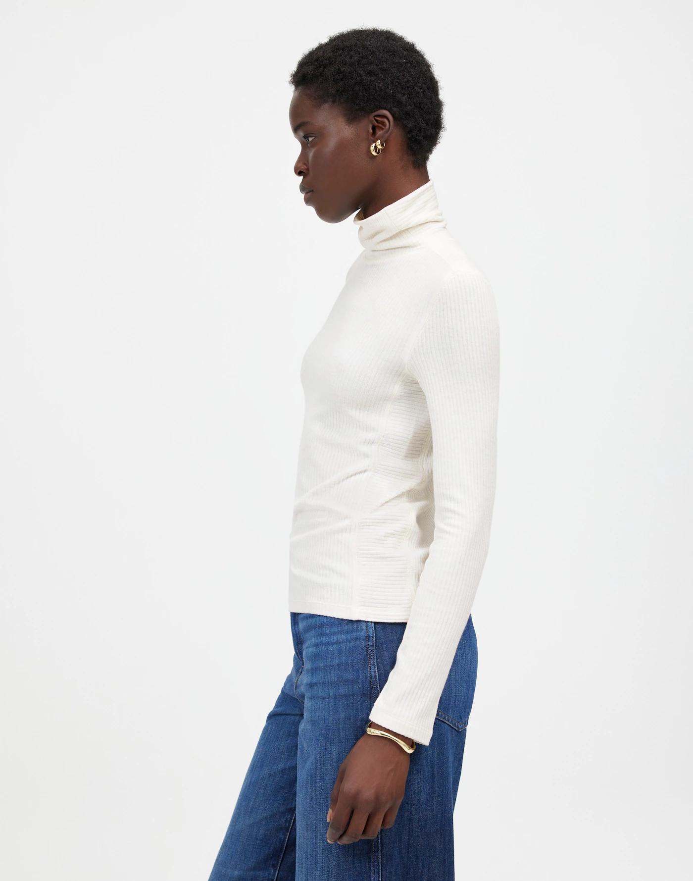 Ribbed Turtleneck Long-Sleeve Tee Product Image