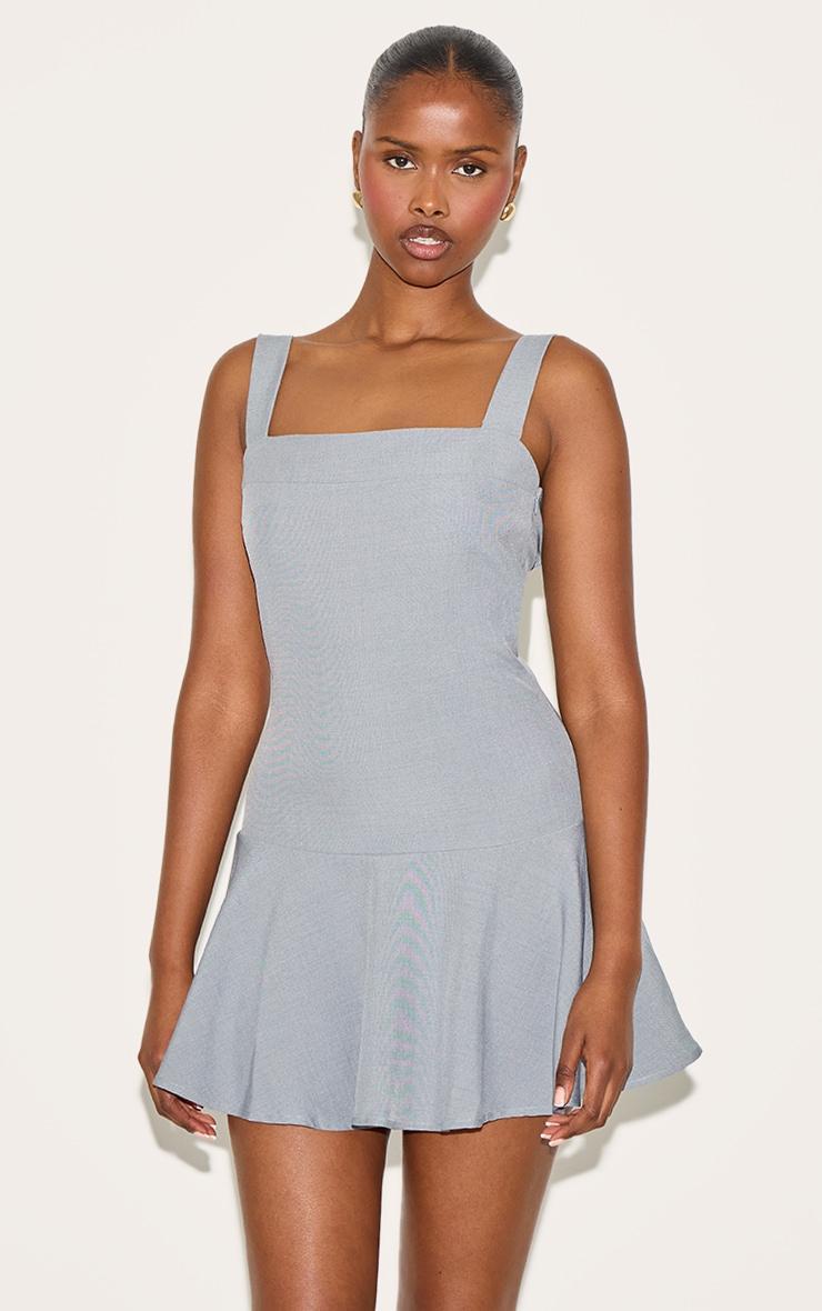 Charcoal Tailored Woven Scoop Back Shift Dress Product Image