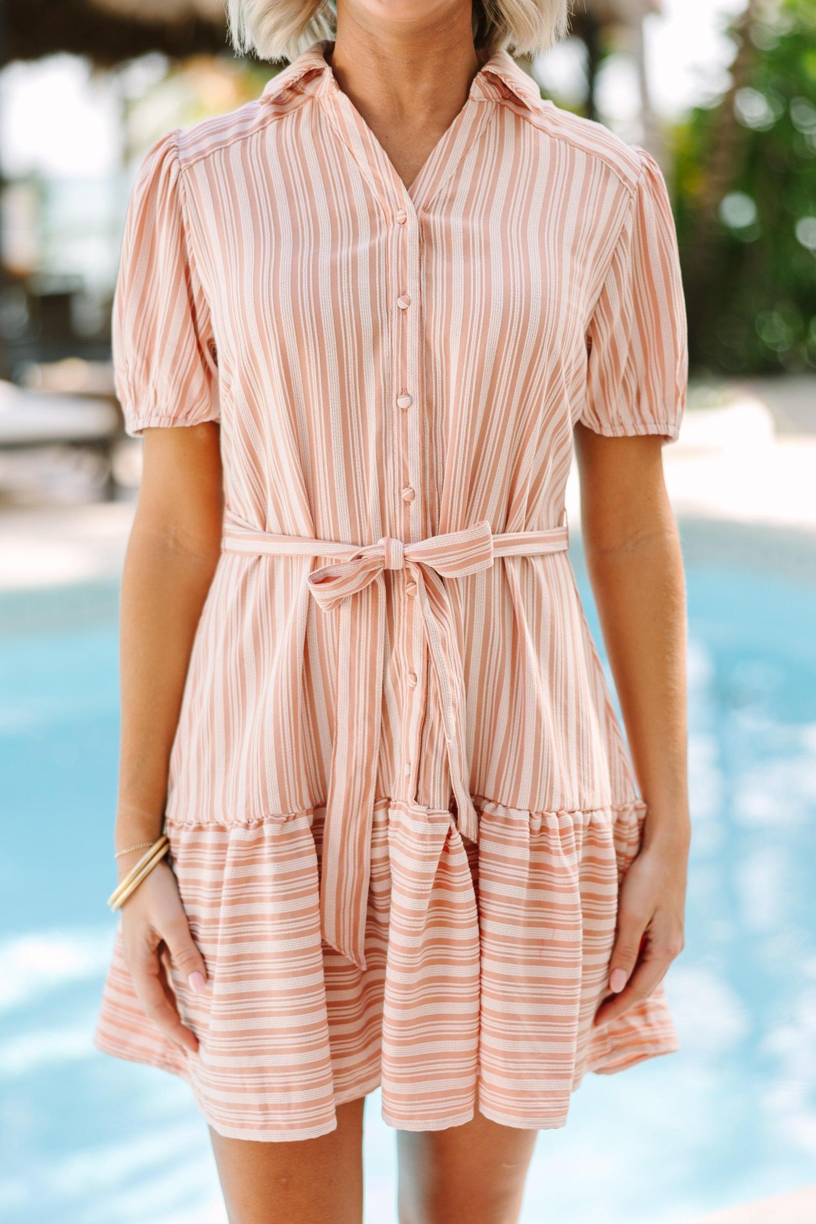 On Your Mind Canyon Orange Striped Dress Female Product Image