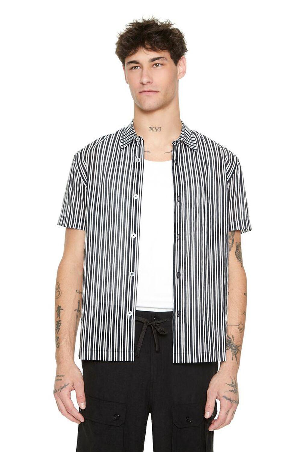 Striped Poplin Short-Sleeve Shirt | Forever 21 Product Image