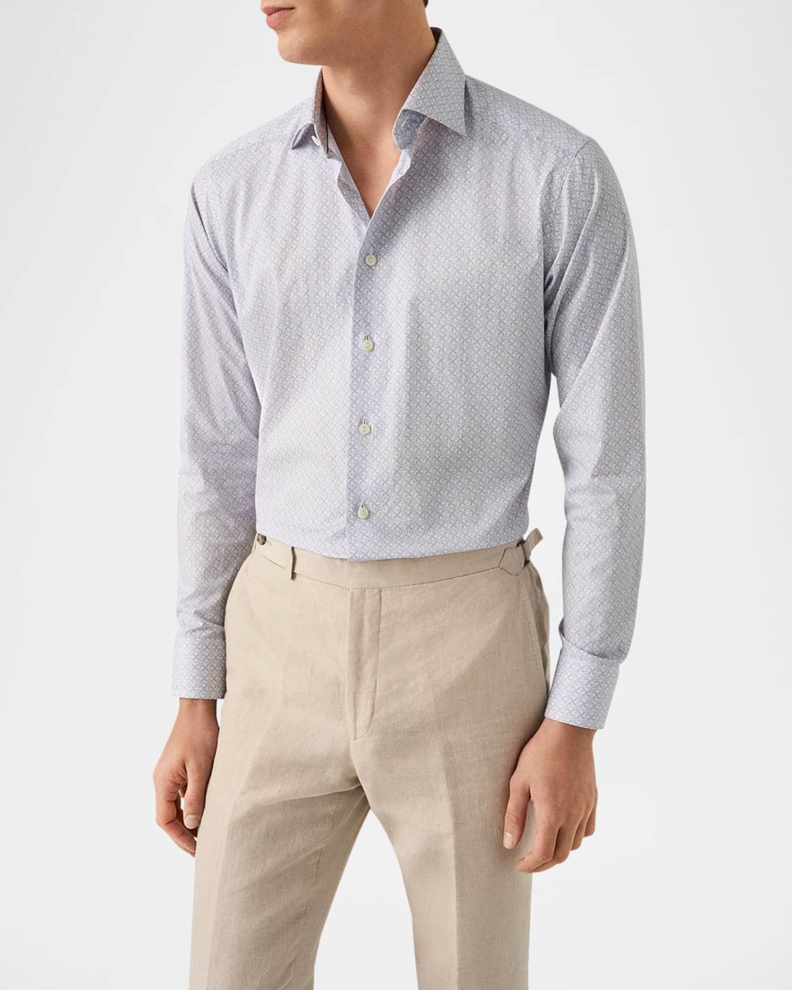 Men's Signature Twill Mosaic-Print Slim Fit Dress Shirt Product Image