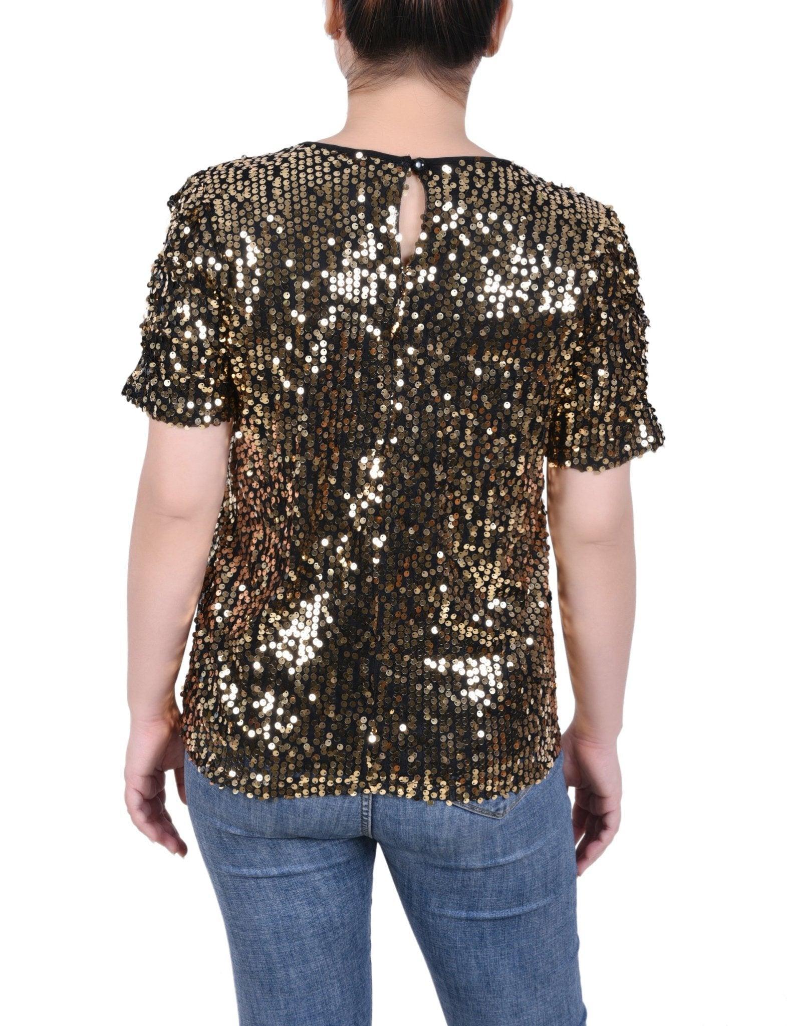 Short Sleeve Sequined Top - Petite Product Image