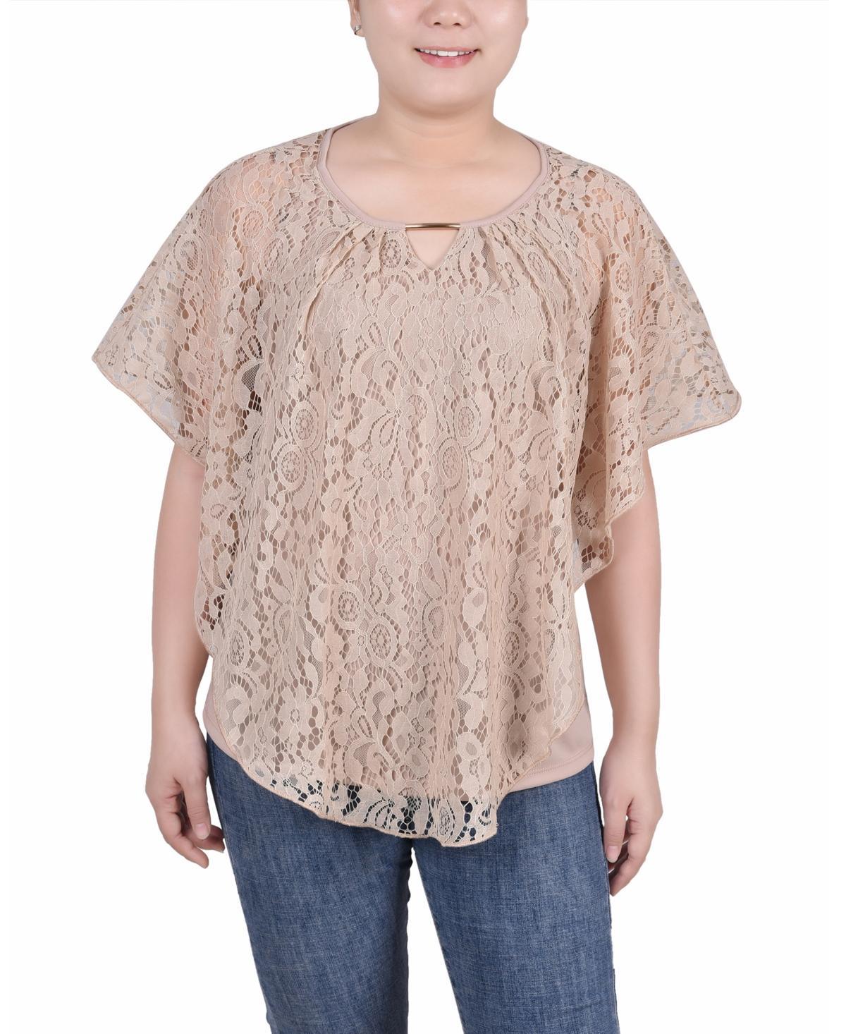 Ny Collection Petite Lace Poncho Top with Matching Tank Product Image