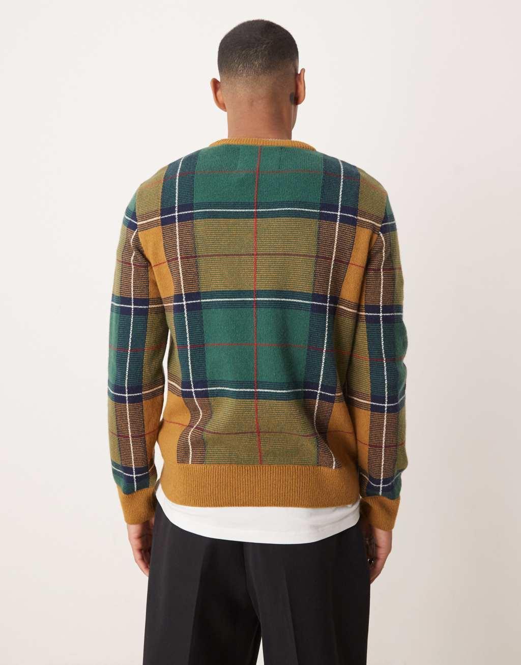 GANT knitted check sweater in green Product Image