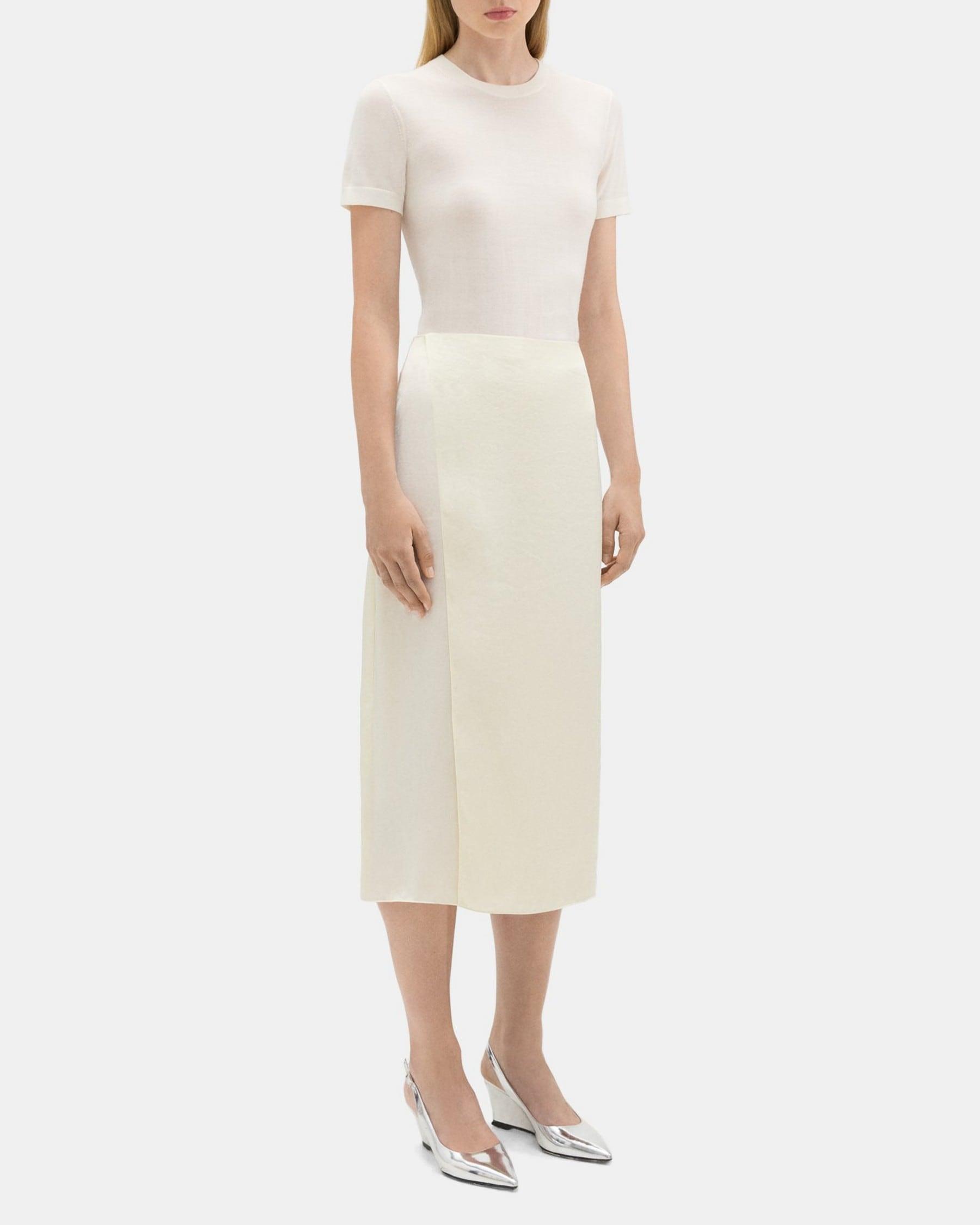Wrapped Midi Skirt in Crushed Satin Product Image