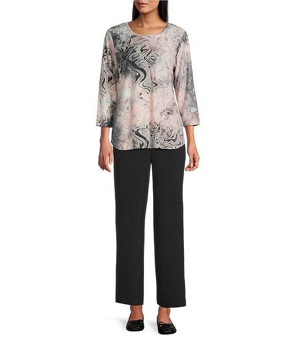 Allison Daley Petite Black Pull-On Straight Leg Soft Pants Product Image