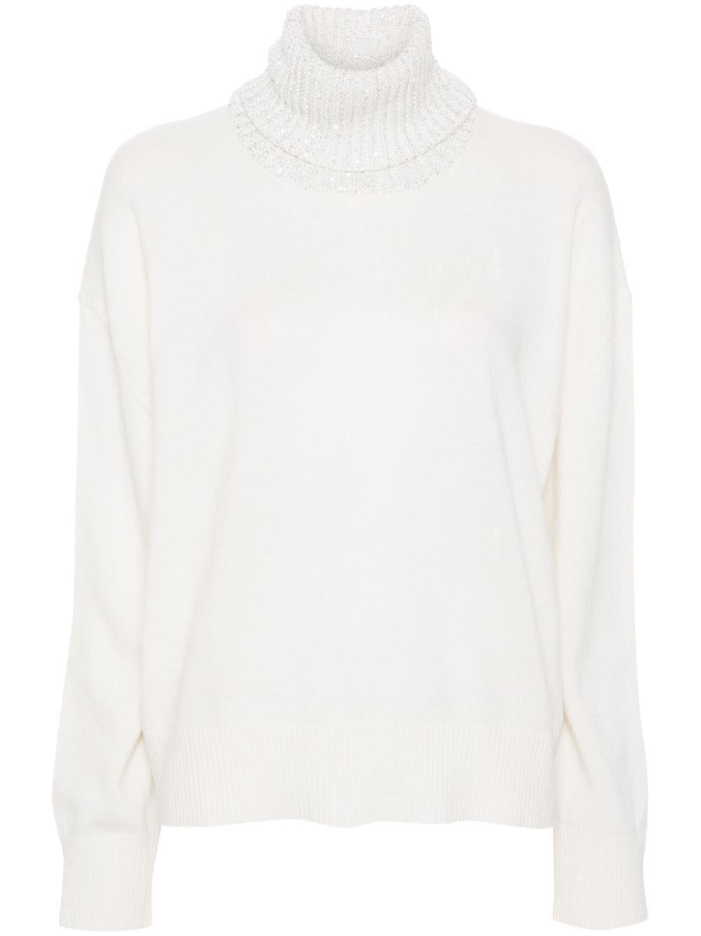 FABIANA FILIPPI Sequinned-turtleneck Sweater In Beige Product Image