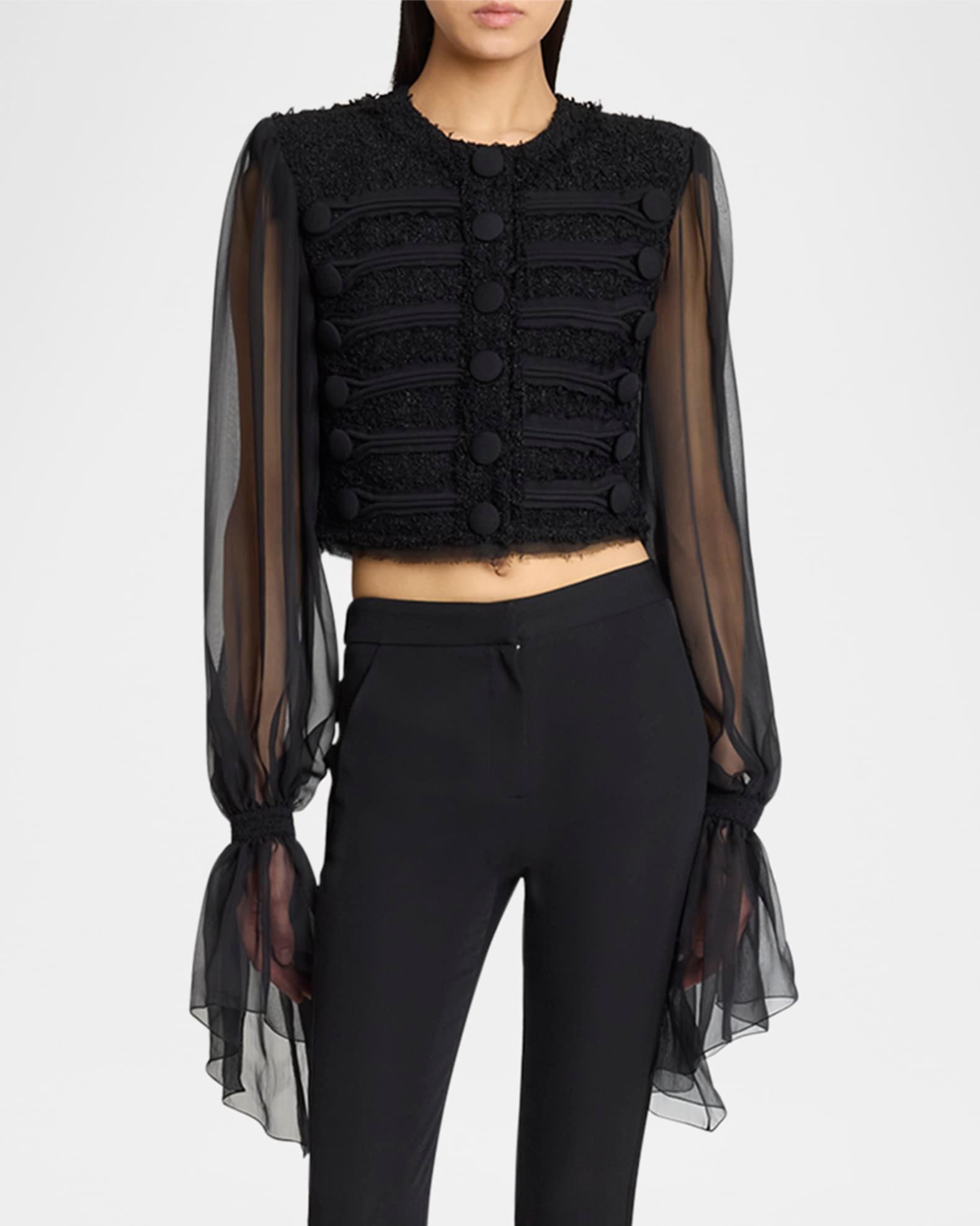 Edge-To-Edge Tweed and Chiffon Jacket Product Image
