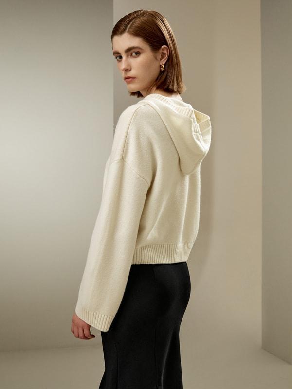 Cropped Wool-Cashmere Blend Hoodie Product Image