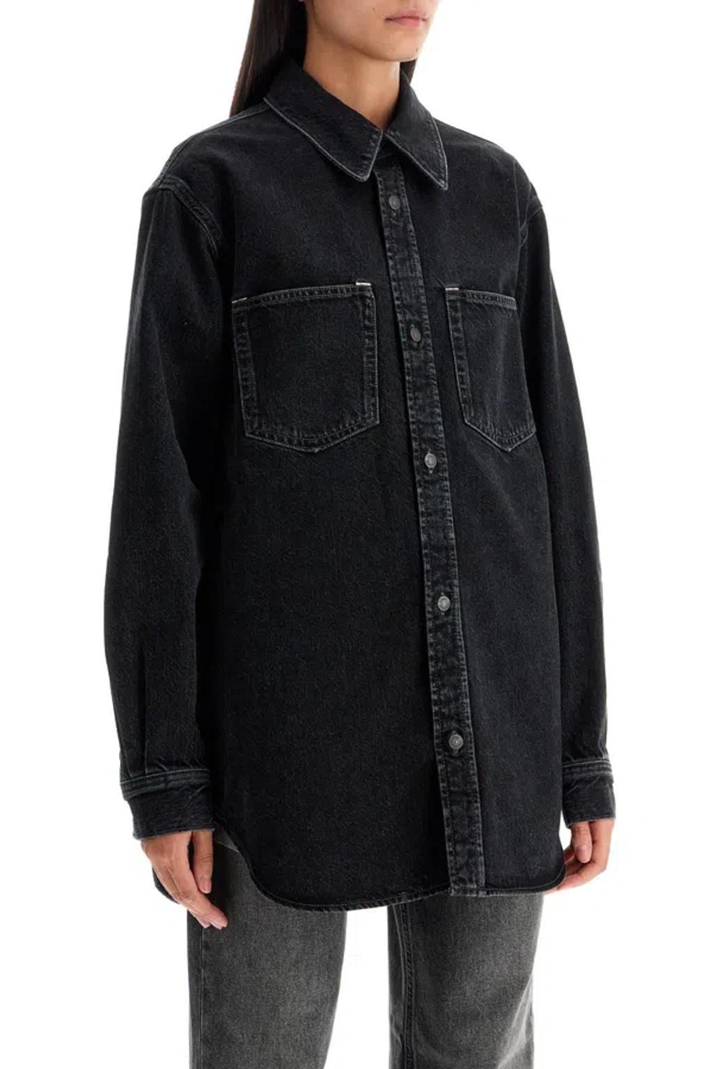 ACNE STUDIOS Long-sleeve Denim Shirt In Black Product Image