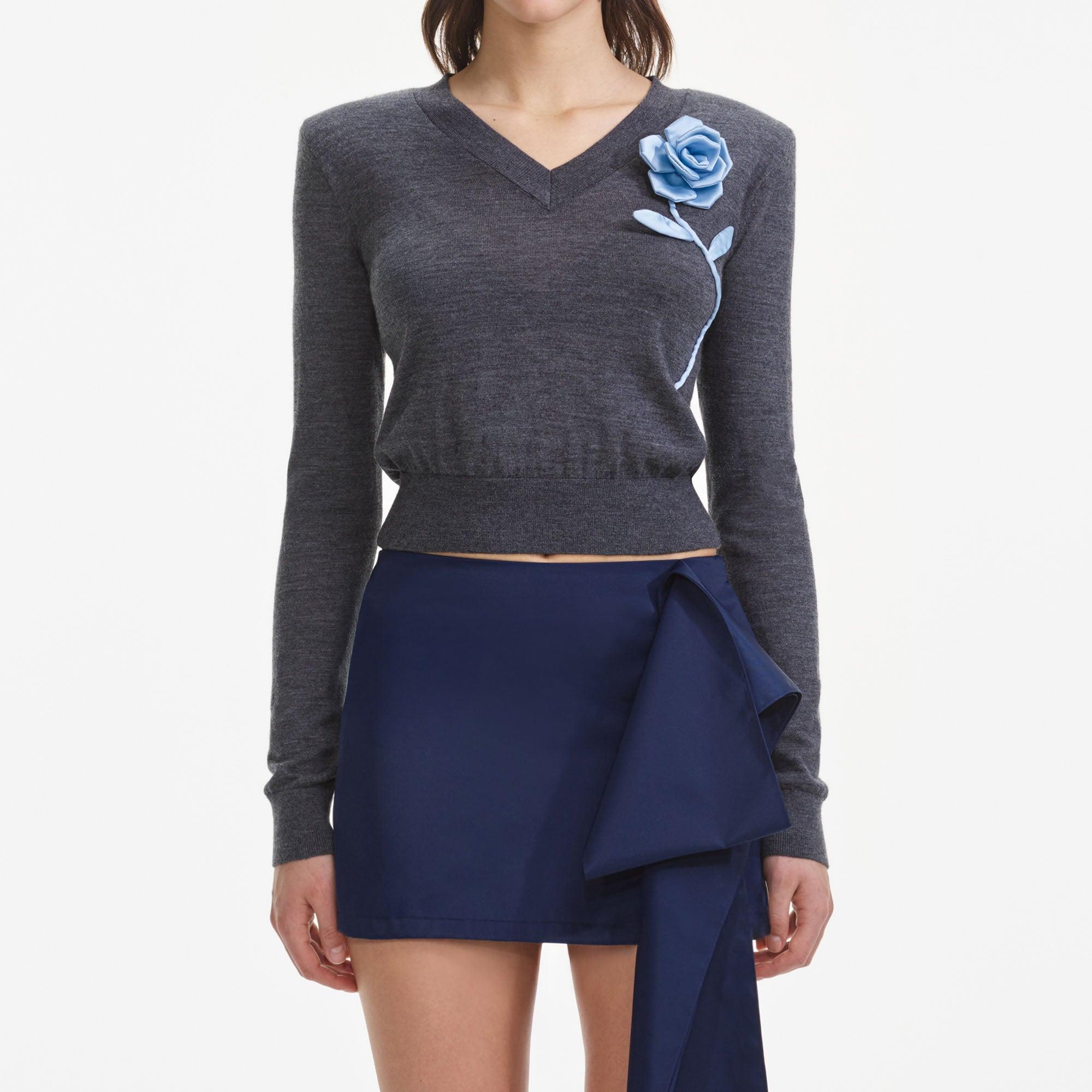 Charcoal Blue Rose Lightweight Jumper Product Image