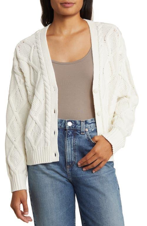 Lucky Brand Womens Cable-Stitch Long-Sleeve Cardigan Product Image