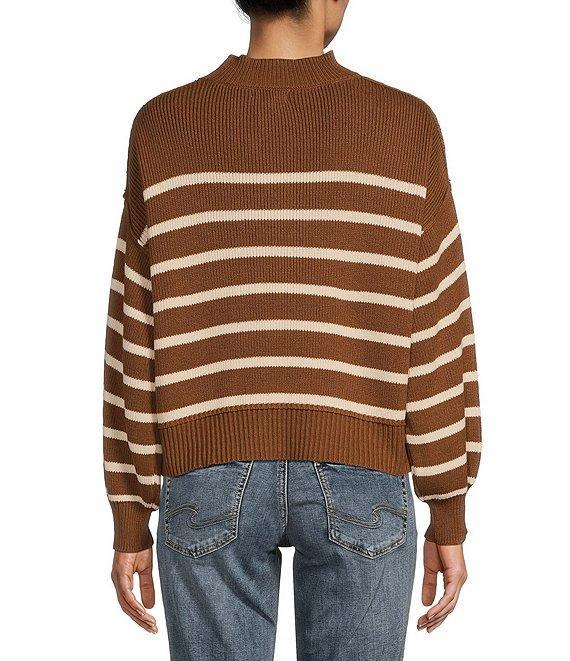Blu Pepper Long Sleeve Mock Neck Ribbed Pullover Sweater Product Image