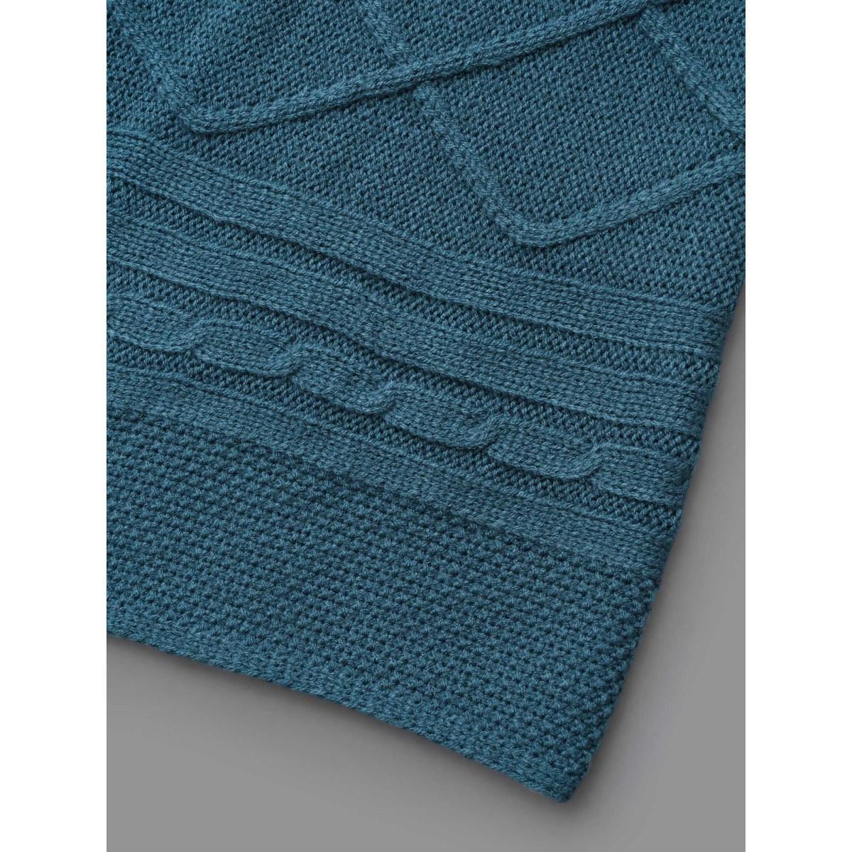 Plus Size Cable Knit Asymmetrical Hem Open-Front Cardigan Cyan Women Casual Loose Long Sleeve Everyday Cardigans BloomChic 26/4X Product Image
