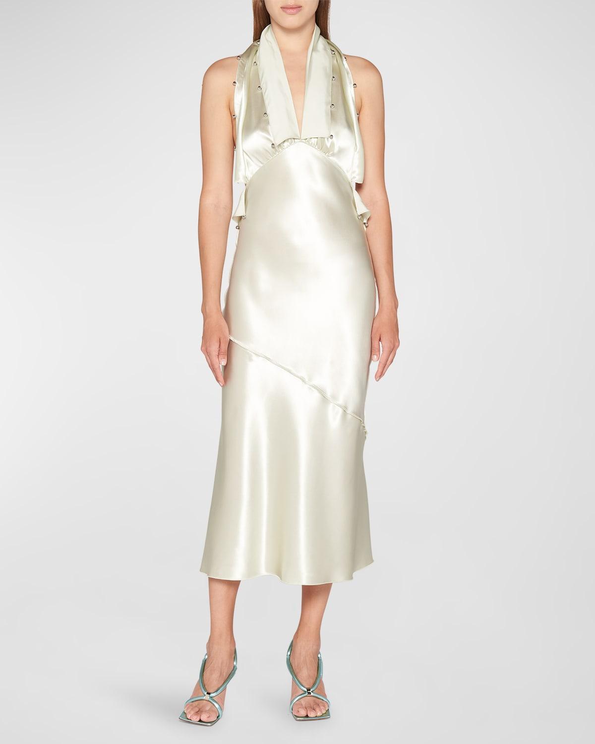 Womens Bead-Embellished Halterneck Dress Product Image