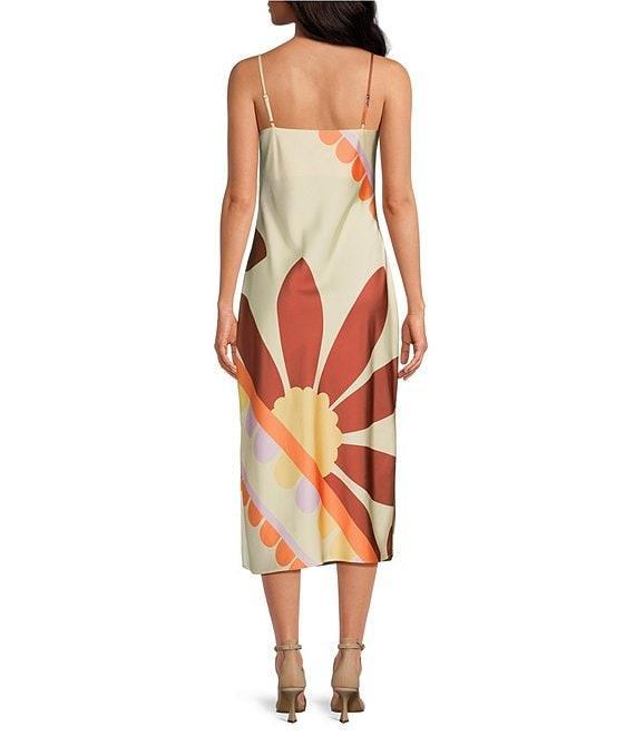 Gianni Bini Harper Satin V-Neck Sleeveless Slip Midi Dress Product Image