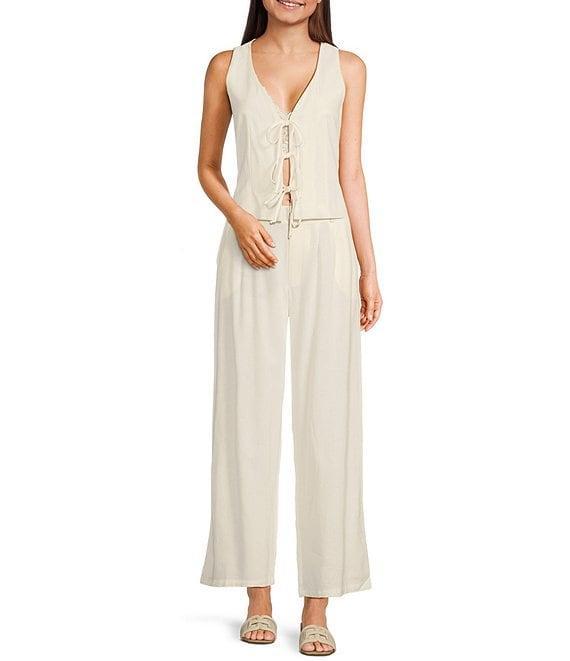 Evolutionary V-Neck Sleeveless Front Tie Coordinating Top Product Image