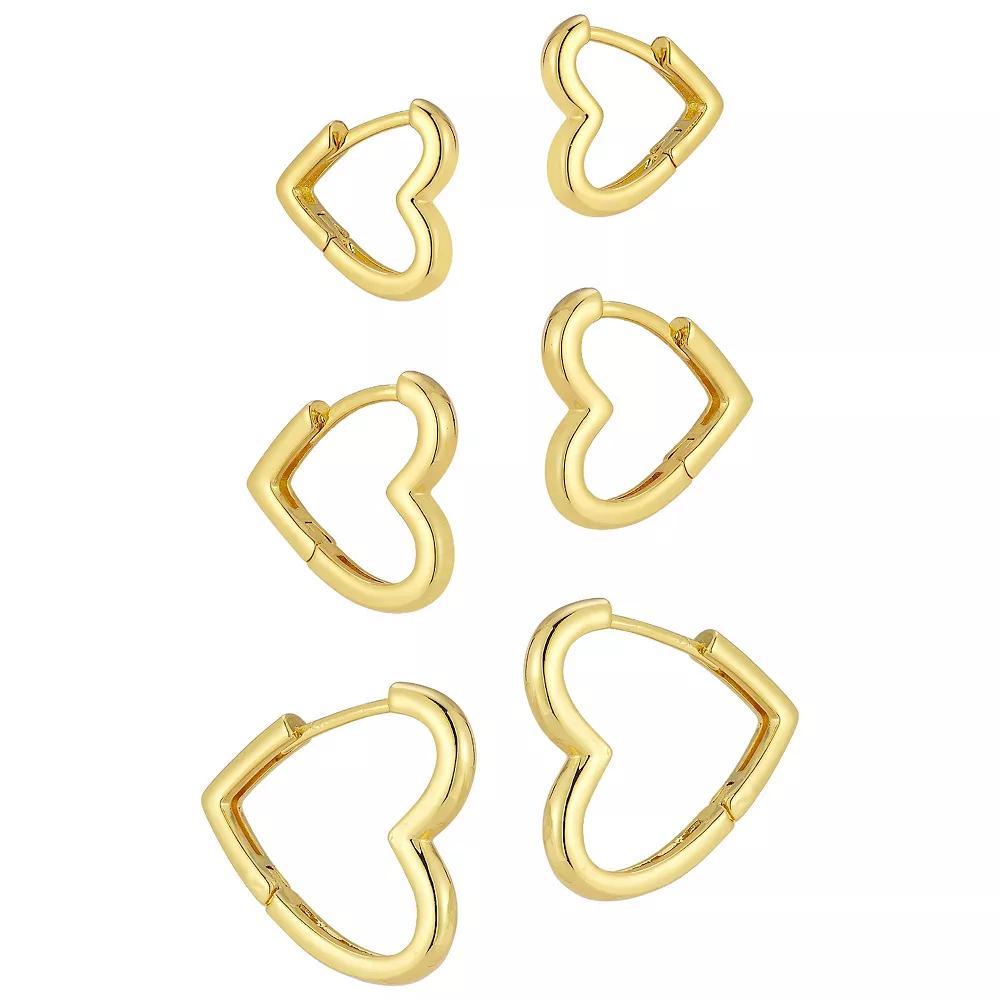 Heart Tri Earring Set, Women's, Gold Tone Product Image