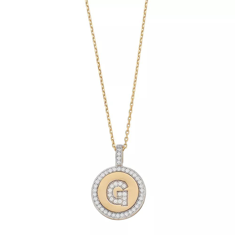 14k Gold Over Silver Cubic Zirconia Initial Pendant Necklace, Women's, Size: 18" Product Image