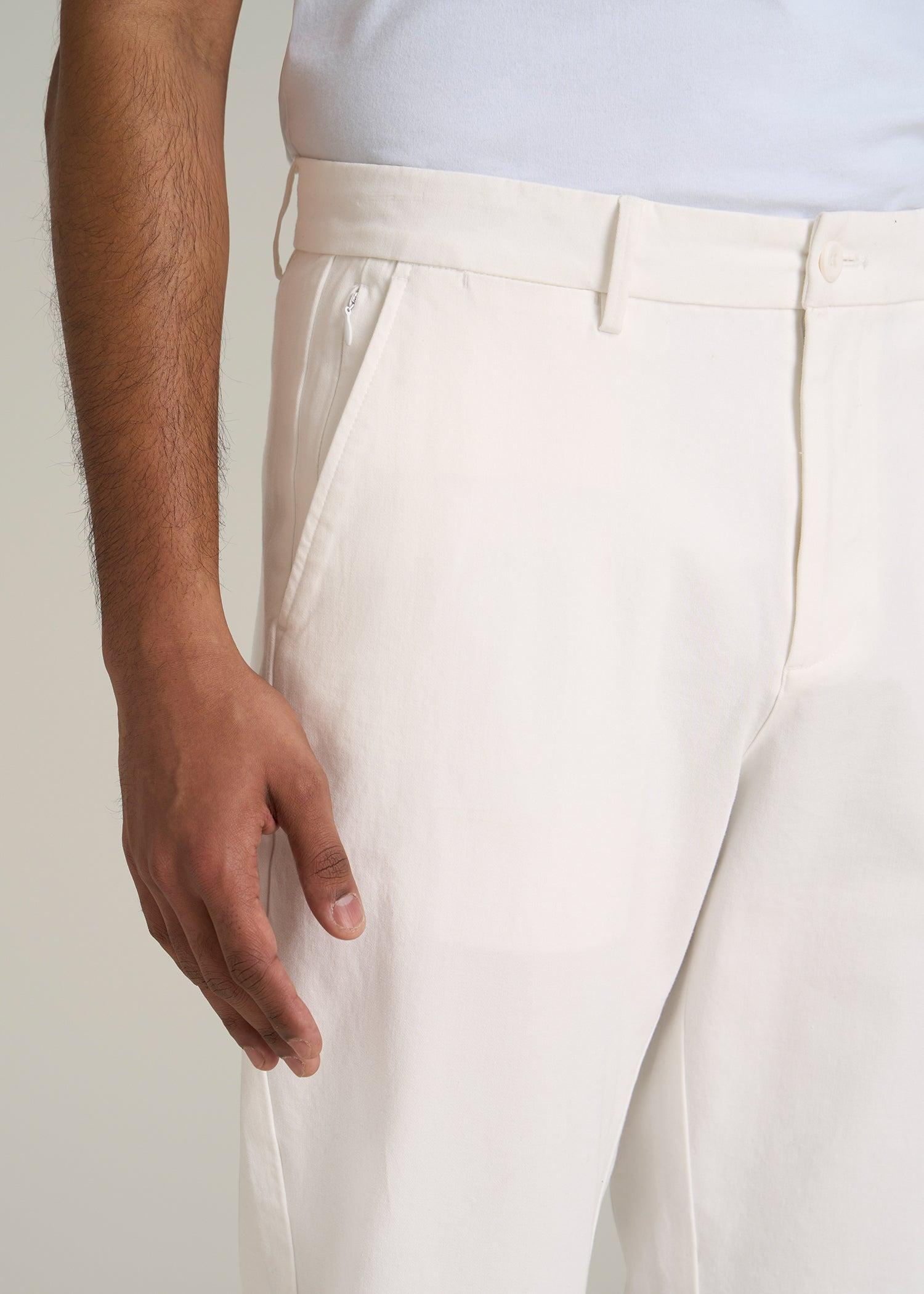 4 Way Stretch Commuter TAPERED Chino Pants for Tall Men in White Alyssum Product Image