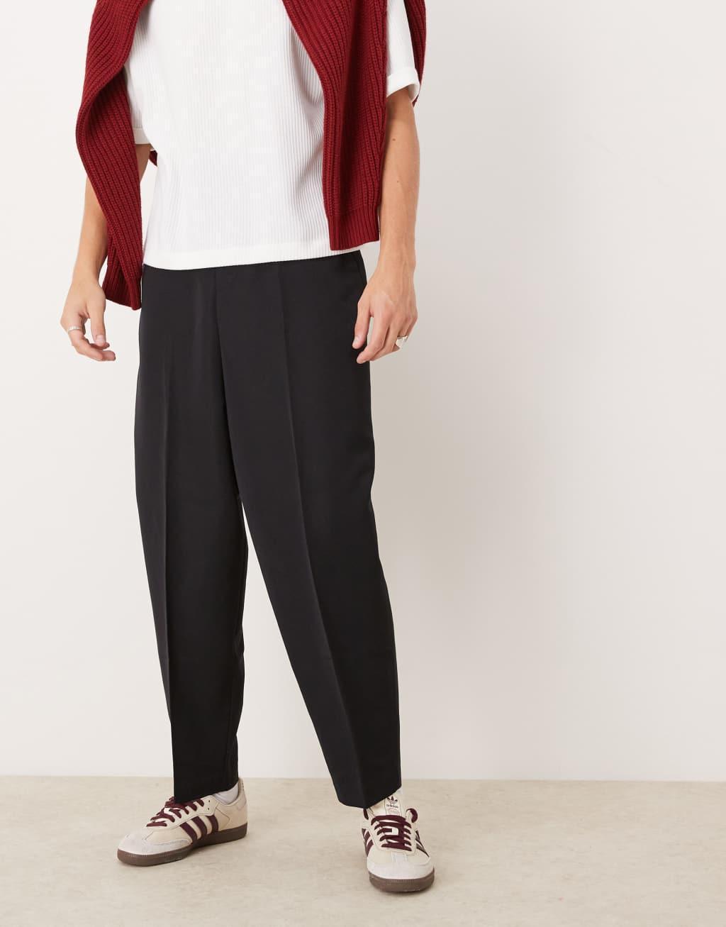 ASOS DESIGN smart baggy balloon fit pants in black Product Image