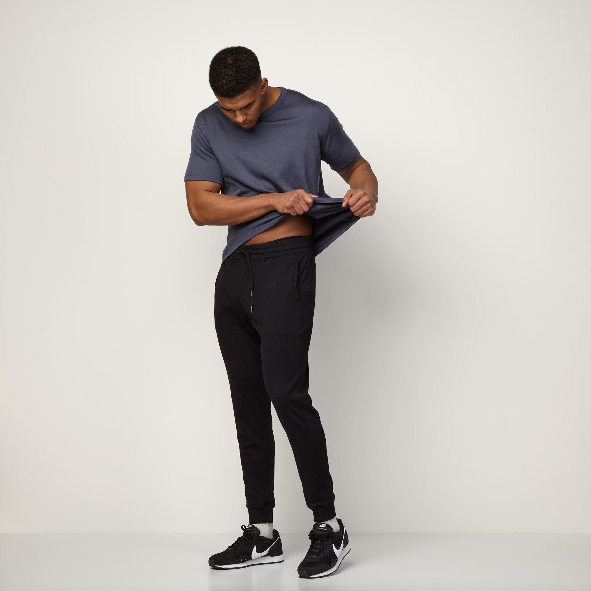 Merino Wool Interlock Knit Jogger | Black Product Image