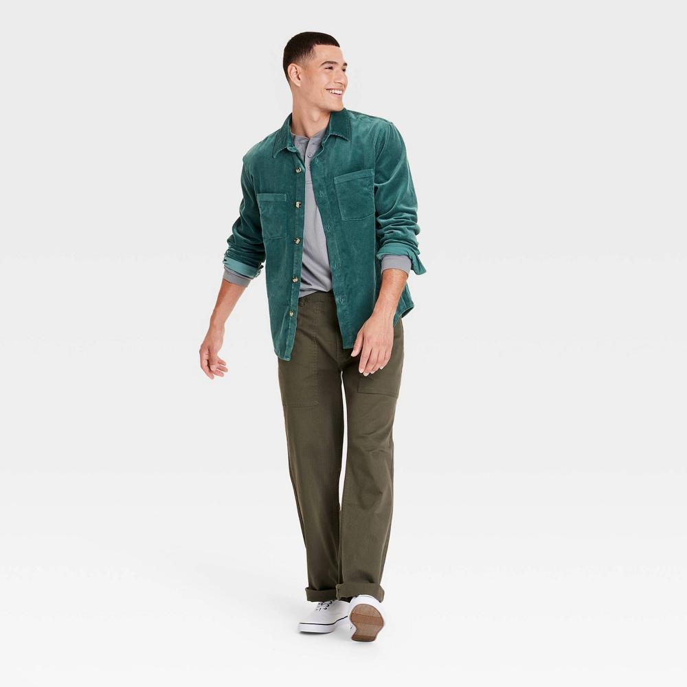 Mens Mid-Weight Corduroy Long Sleeve Button-Down Shirt - Goodfellow & Co L: Cotton Blend, Standard Fit, Front Pocket Product Image