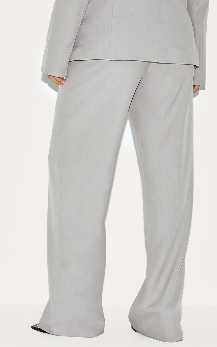 Petite Grey Woven Tailored Straight Leg Pants Product Image