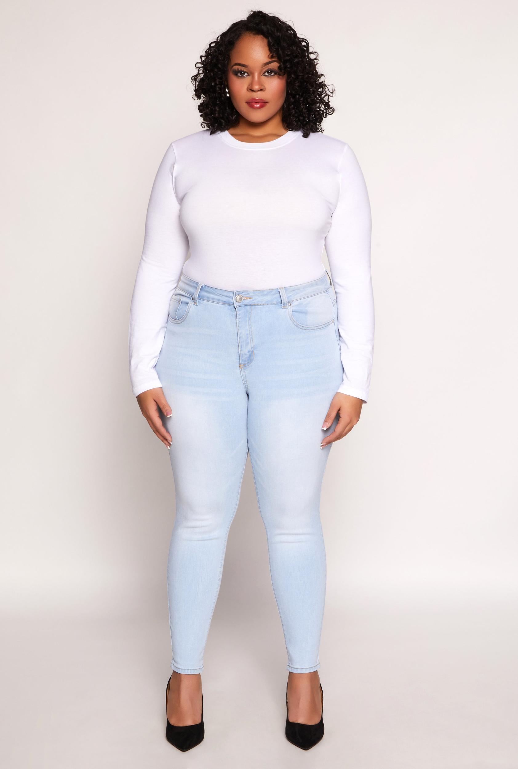 Womens Plus Size WAX High Waisted Skinny Jeans Product Image