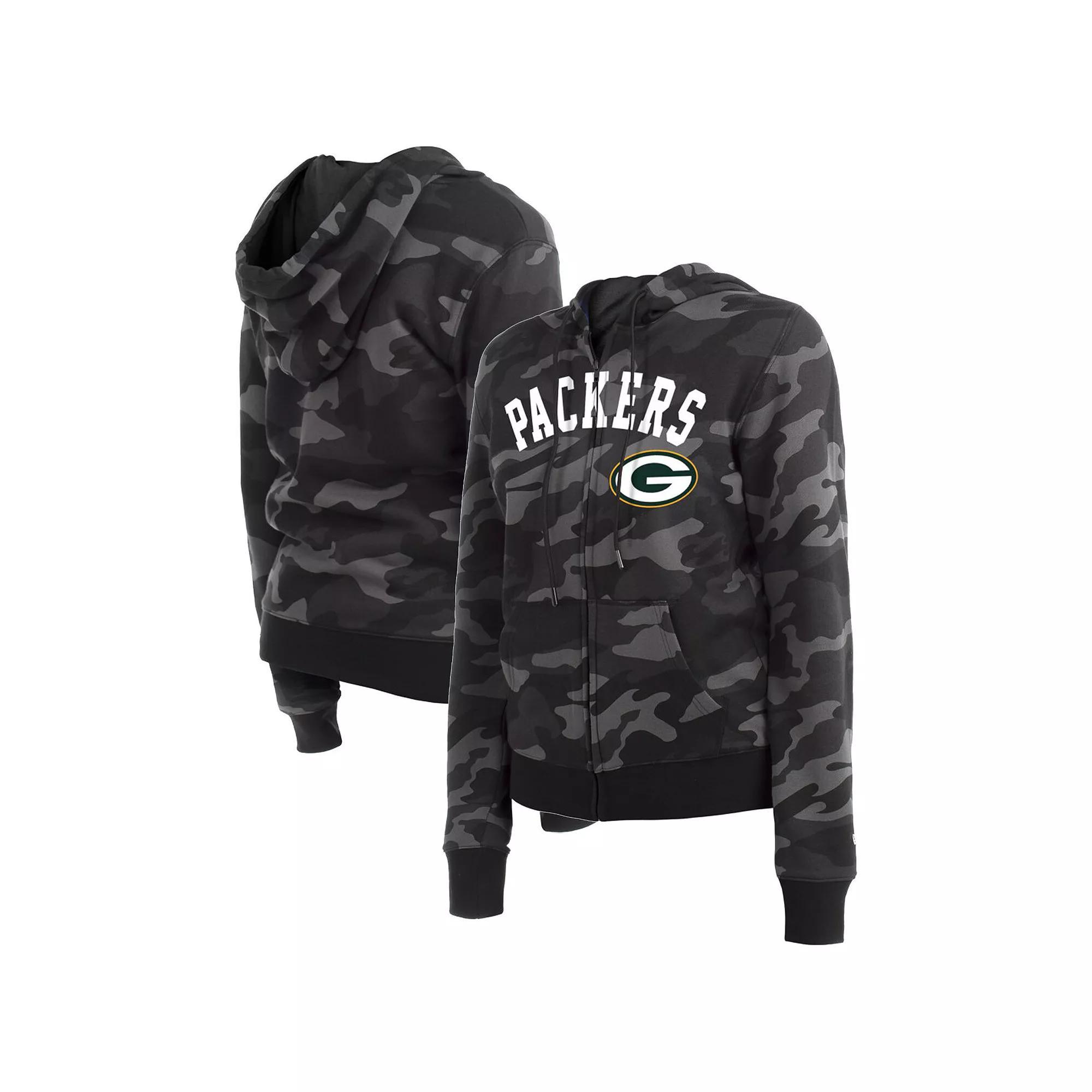 Womens New Era Green Bay Packers Camo Full-Zip Hoodie Product Image