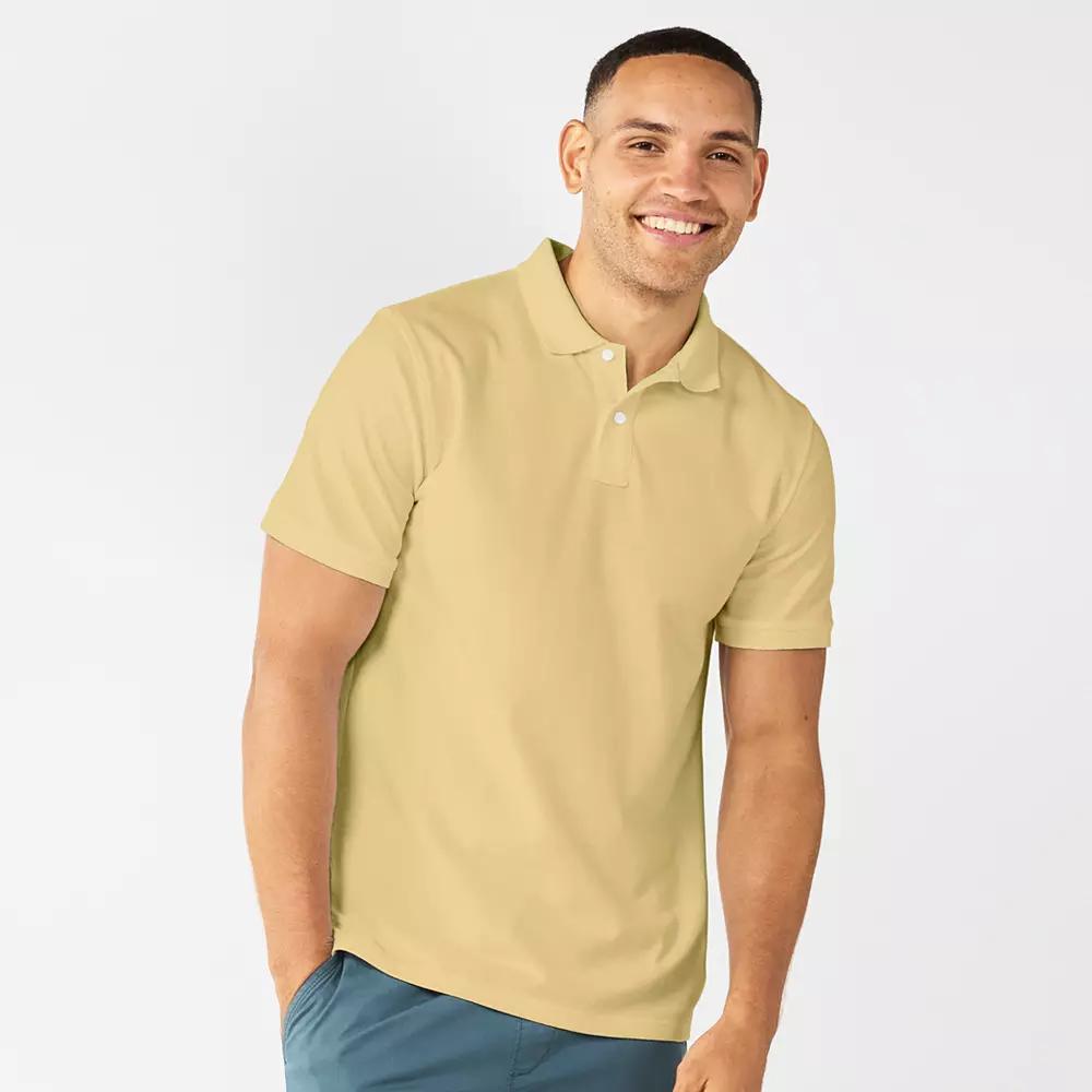 Men's Sonoma Goods For Life® Short Sleeve Pique Polo, Size: XL, Yellow Mst Product Image